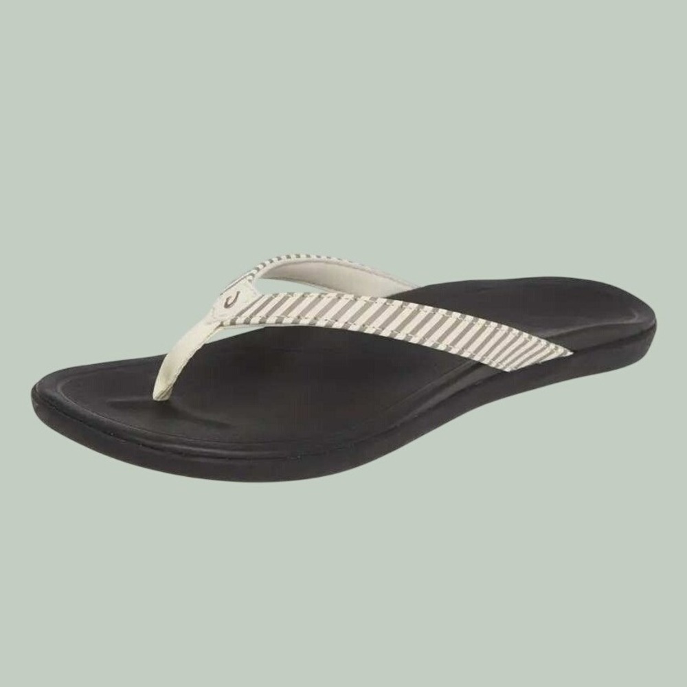 OluKai Ho'opio Bone Stripe Flip Flop Sandals Women's Size 6 NEW